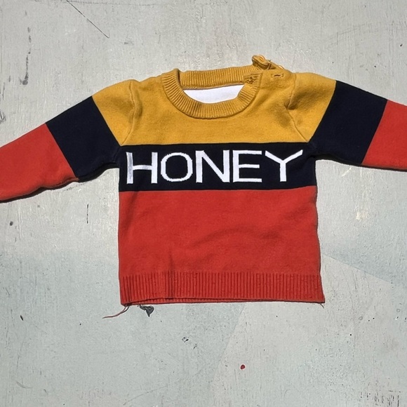 Baby Honey Sweater Multicolor Spell-Out NO SIZE Button Colorblock Fall Kid's - Picture 2 of 11